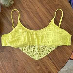 Jessica Simpson Yellow Floral Bathing Suit Top, Sz L